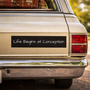Life Begins at Conception Pro Life Anti Abortion Bumper Sticker
