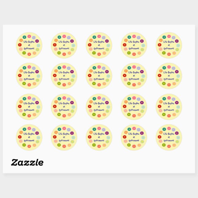 Life Begins at Retirement Classic Round Sticker (Sheet)