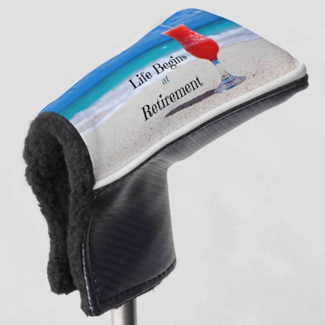 Life Begins at Retirement Golf Head Cover (3/4 Front)