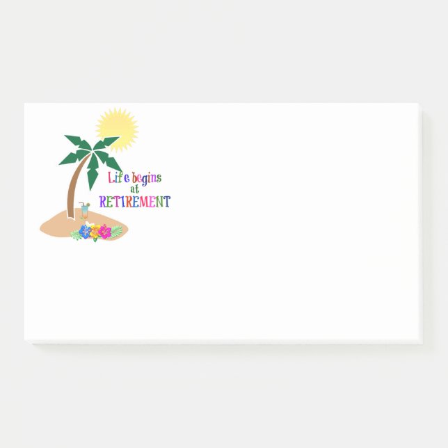 Life Begins at Retirement, Tropical Beach, Post-it Notes (Front)
