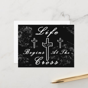 Life begins at the cross  postcard