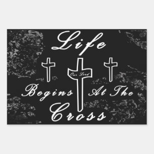 Life begins at the cross wrapping paper sheet