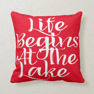 Life Begins At The Lake Throw Pillow