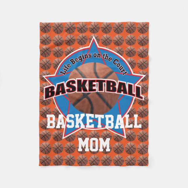 Life Begins Basketball Mom Fleece Blanket (Front)