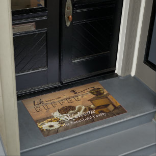 Life Begins with Coffee Doormat