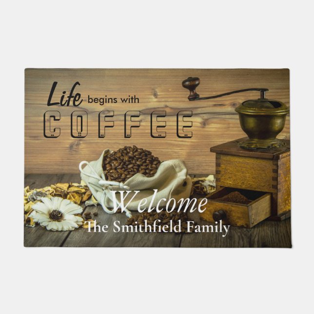 Life Begins with Coffee Doormat (Front)