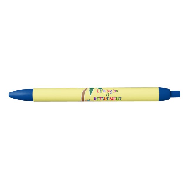 Life Begins with Retirement Black Ink Pen (Front)