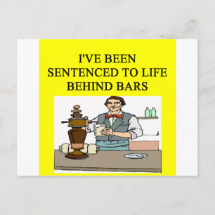 life behind bars drinking beer joke postcard