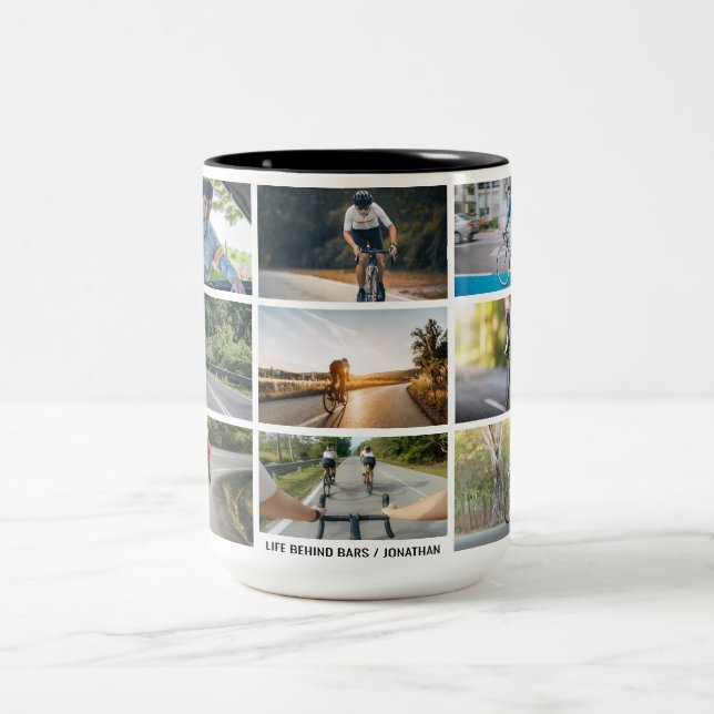 Life Behind Bars Personalize Images Bicycle Lovers Two-Tone Coffee Mug (Center)