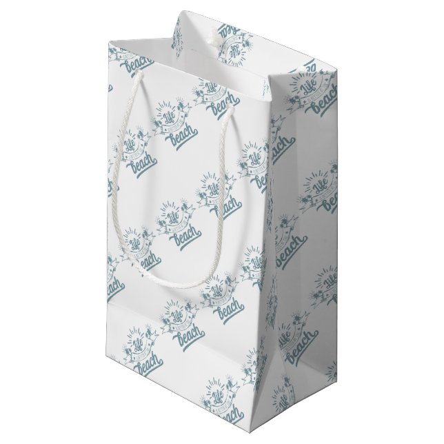 Life Better at Beach Small Gift Bag (Front Angled)