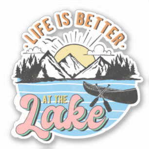 Life Better at Lake Mountains Canoe Sunset