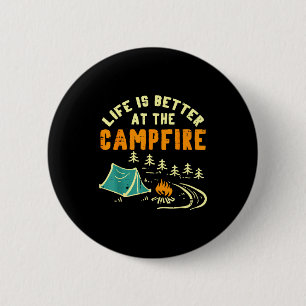 Life Better Campfire Camng Camper Boys Girl Kids M 2 Inch Round Button