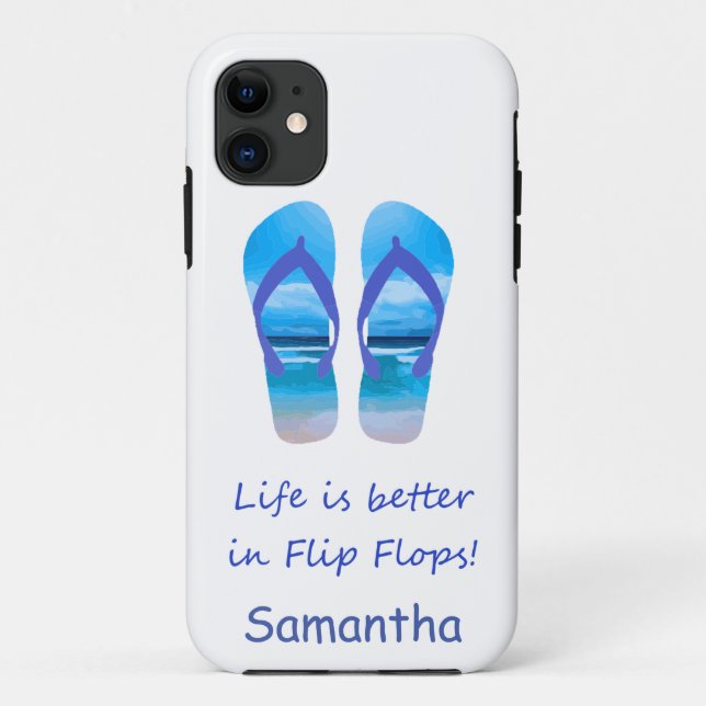 Life Better in Flip Flops Fun Beach Scene Quote Case-Mate iPhone Case (Back)