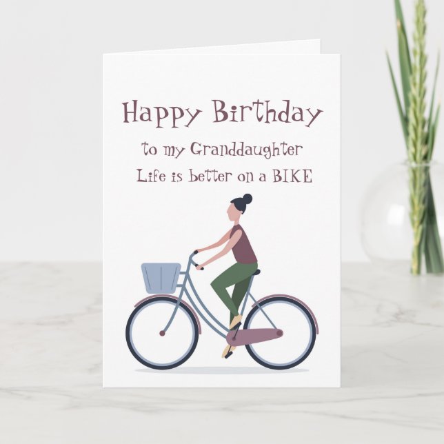 Life Better on a Bike Granddaughter Birthday Card (Front)