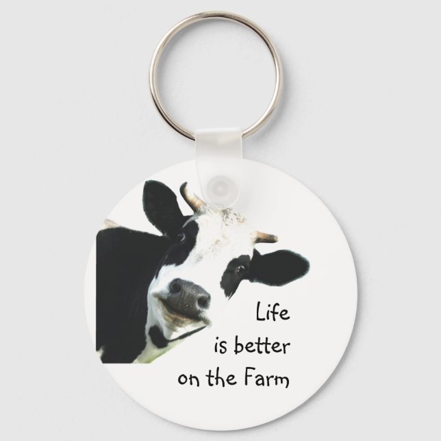 Life Better on the Farm Cow Animal Farm Fun  Keychain (Front)