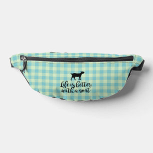 Life Better With Goat Blue Country Plaid Fanny Pack