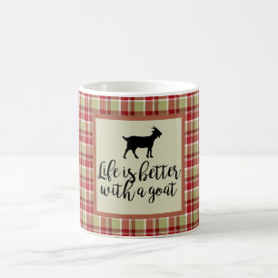 Life Better With Goat Plaid  Coffee Mug