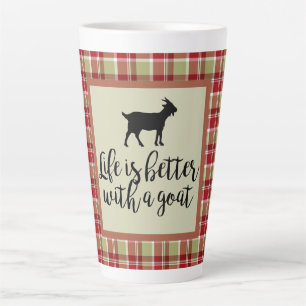 Life Better With Goat Plaid  Latte Mug