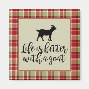 Life Better With Goat Plaid Magnet