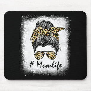 Life Bleached Mom Life Leopard Messy Bun Women Mouse Pad