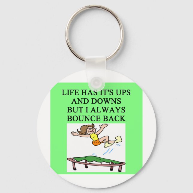 life bouncing trampoline joke keychain (Front)