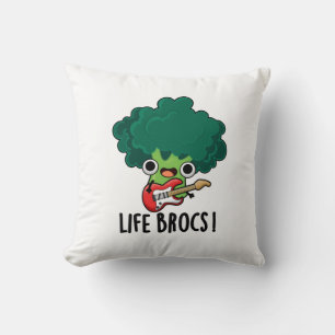 Life Brocs Funny Veggie Broccoli Pun Throw Pillow