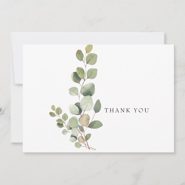 Life Celebrated Eucalyptus White Funeral Thank You (Front)