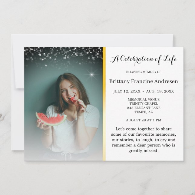 Life Celebration Elegant and Tasteful Funeral Invitation (Front)