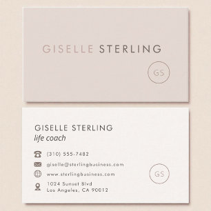 Life Coach Blush Pink Minimalist Luxury  Business Card