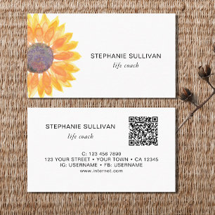 Life Coach Botanical QR Code Business Card