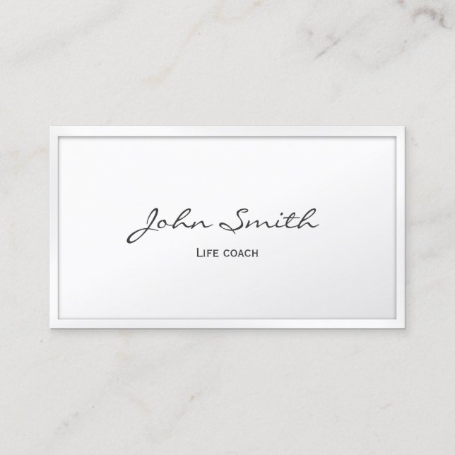 Life Coach Elegant White Framed Business Card (Front)