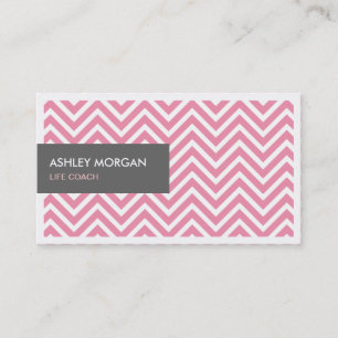 Life Coach - Light Pink Chevron Zigzag Business Card