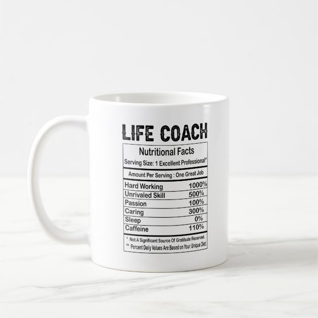 Life Coach Nutrition Facts 11oz Café Mug (Gauche)