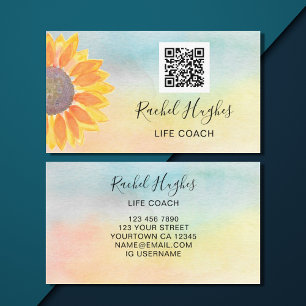 Life Coach QR Code Colourful Business Card