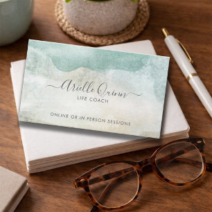 Life Coach Serene Abstract Watercolor Business Card