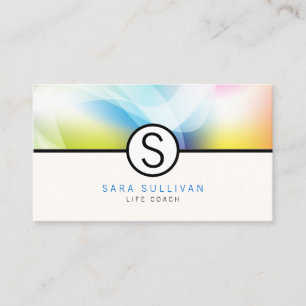 Life Coach SpecialSkills Monogram ColorfulAbstract Business Card