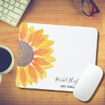 Life Coach Sunflower Mouse Pad<br><div class="desc">This simple and stylish Life Coach Mouse Pad is decorated with a watercolor yellow sunflower. Easily customizable. You can change Life Coach to your own occupation. Use the Customize Further option to change the text size, style or colour if you wish. Because we create our own artwork you won't find...</div>
