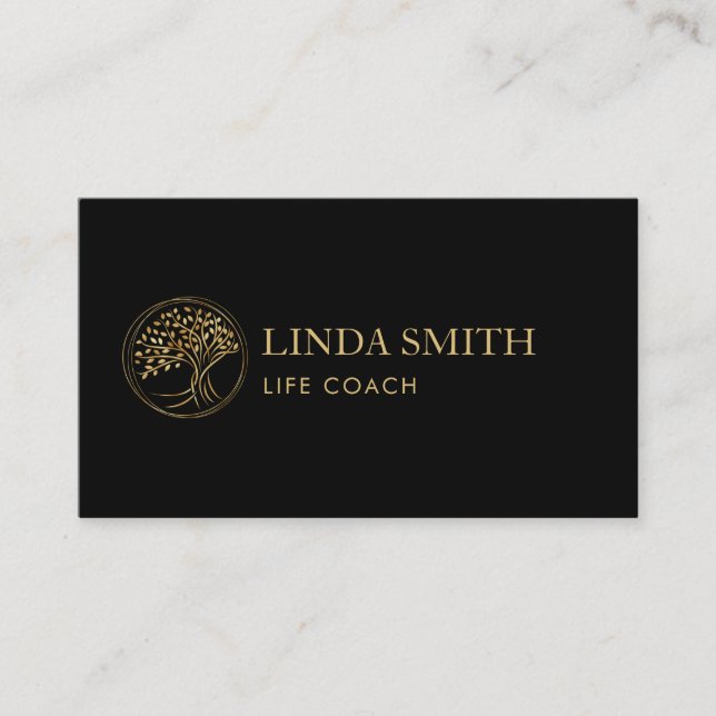 Life Coach Therapist Spa Wellness Cosmetics Tree B Business Card (Front)