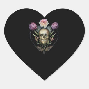 Life & Death - Skull, Botanical Flowers, Deaths Heart Sticker