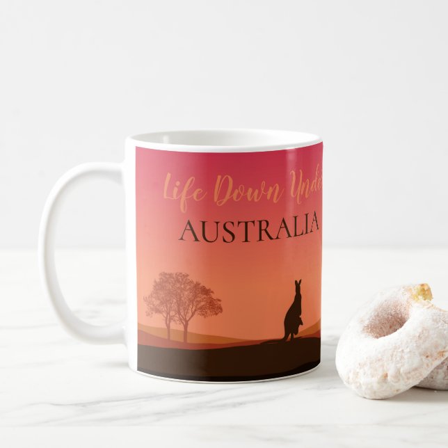 Life Down Under Kangaroo Australia Coffee Mug (With Donut)