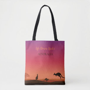 Life Down Under Kangaroo Australia Themed Tote Bag