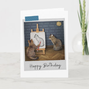 Life Drawing Cats Drôle Amusant Carte d'anniversai