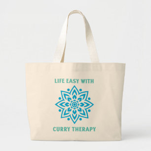 Life Easy With Curry Therapy Curry Lover Large Tote Bag