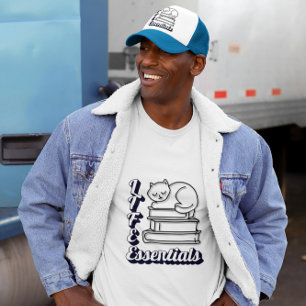 LIFE Essentials Word Art   Books & Cats Lovers T-Shirt
