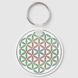 Life Flow Flower of Life Design Keychain