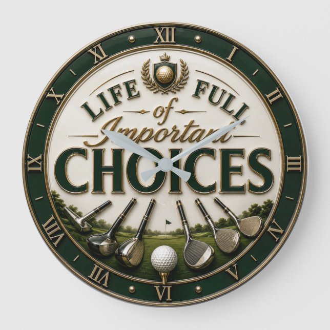 Life Full of Important Choices Golf Large Clock (Front)