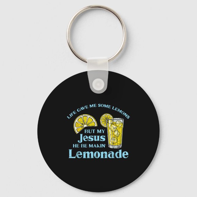 Life Gave Lemon Jesus Made Lemonade Christian Men  Keychain (Front)