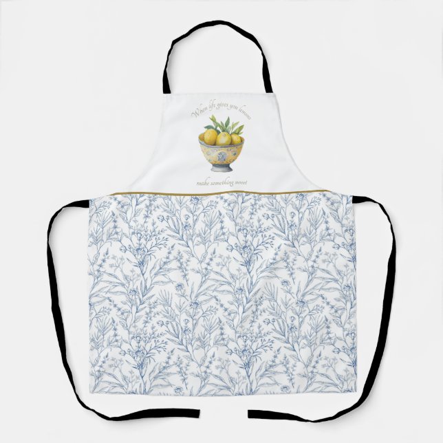 Life Gives You Lemons Inspirational Navy Blue Apron (Front)