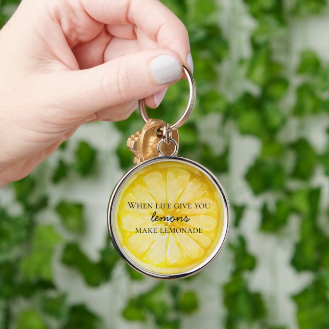 Life Gives You Lemons Quote Keychain (Hand)