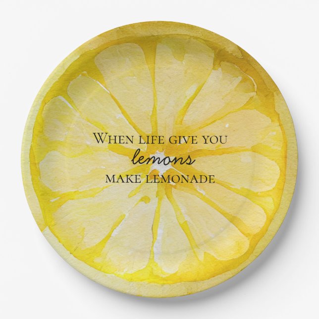 Life Gives You Lemons Quote Paper Plate (Front)
